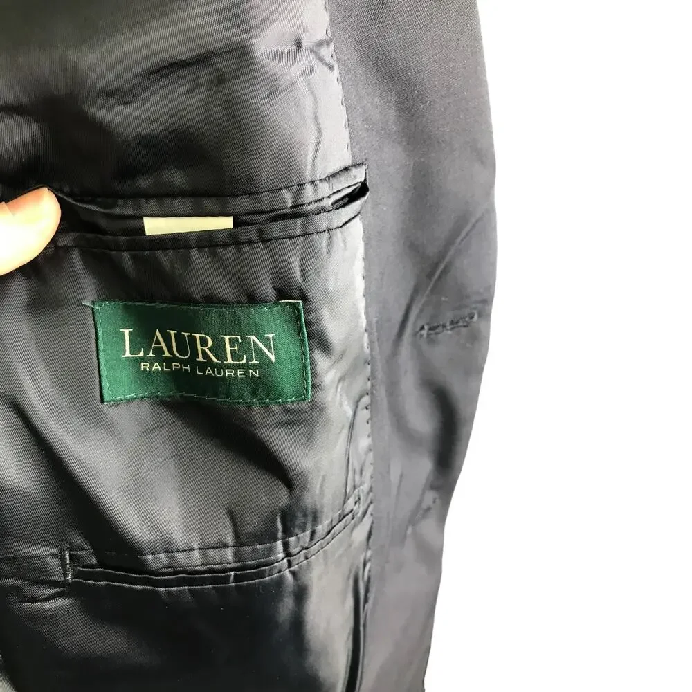 Lauren‎ by Ralph Lauren Blazer Mens 40S Blue Wool Gold Button Front Coat Jacket